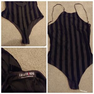 Bodysuit with sheer stripe